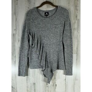 COA Clothing of Ahnjoonhee Top Size‎ 1 or Small Gray Marled Ruffle Asymmetric
